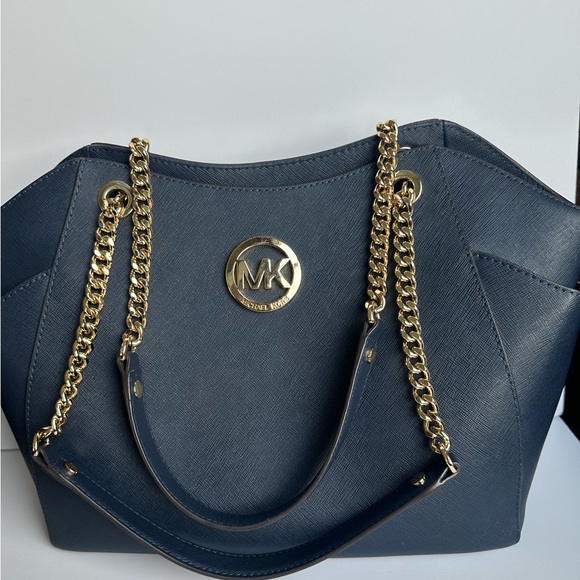 MICHAEL KORS LG CHAIN
SHOULDER TOTE BLUE + WALLET - Picture 9 of 16